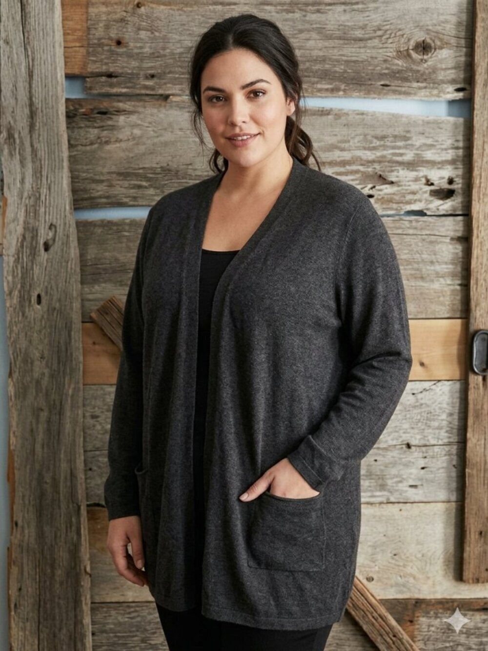 Penningtons Plus Size 4X Dark Grey Sweatshirt Cardigan